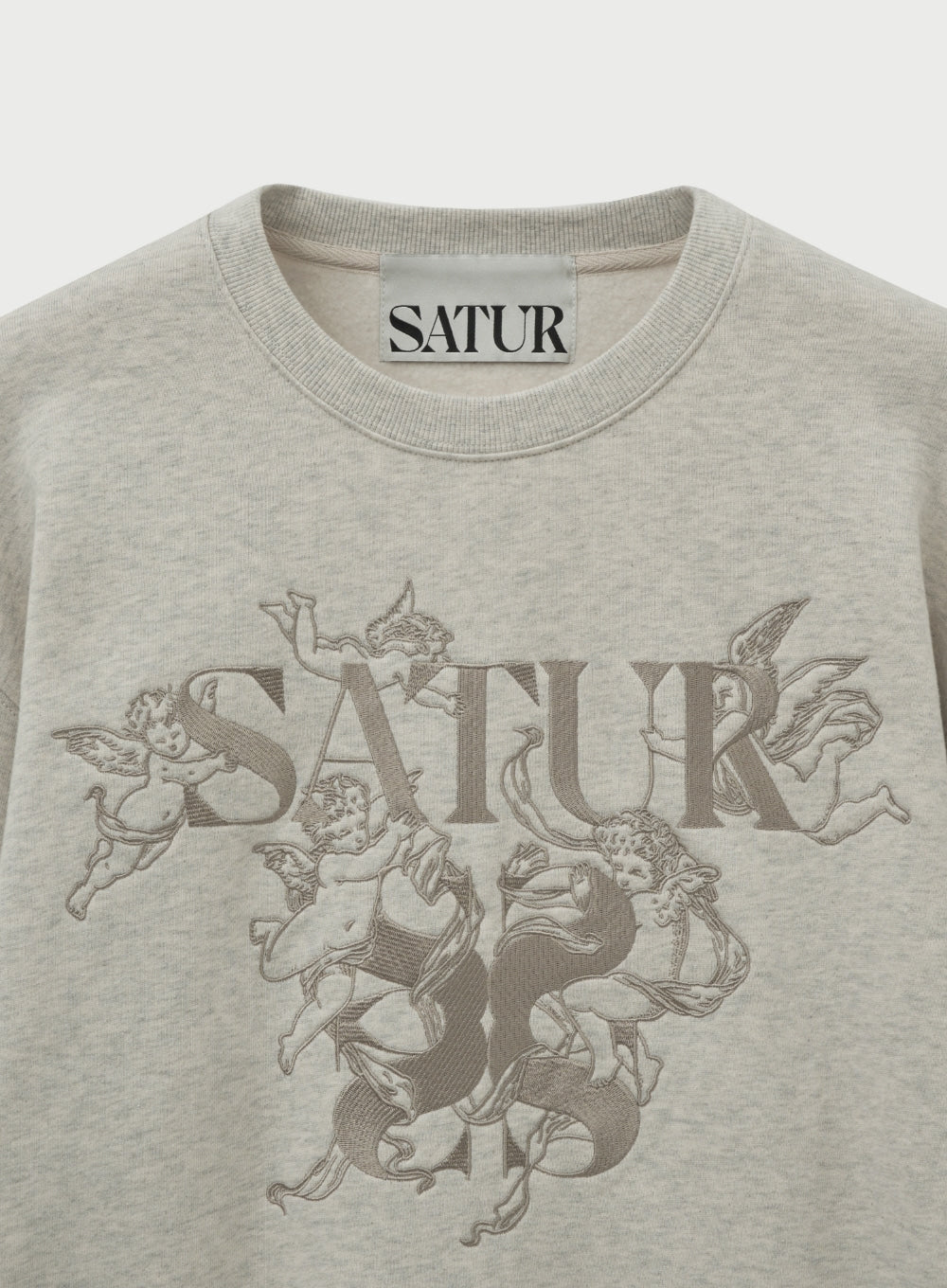 [satur] Angel Graphic Sweatshirt - Melange Ivory