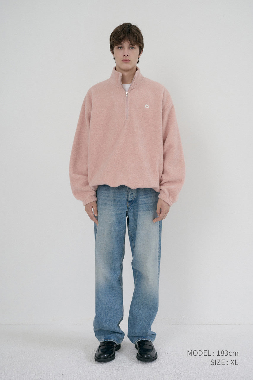 Dunst Unisex Half Zip-Up Fleece Sweatshirt Candy Pink