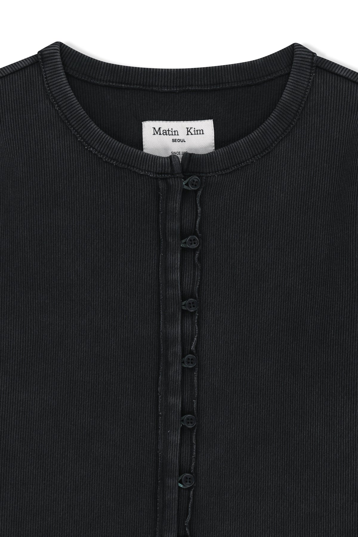 Matinkim Washed Rib Button Detail Top IN Charcoal