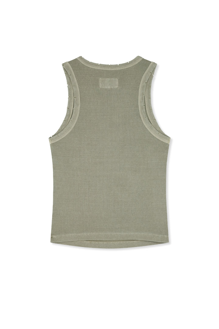 Matinkim Distressed Sleeveless Logo Top IN Beige