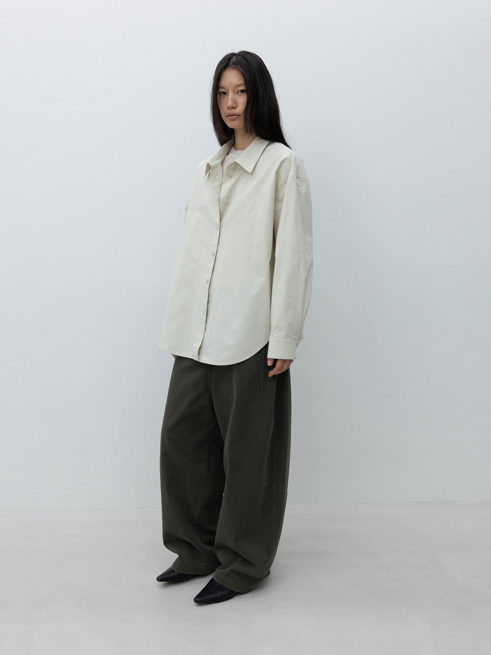 Low Classic Oversized Cotton Shirt Light Beige