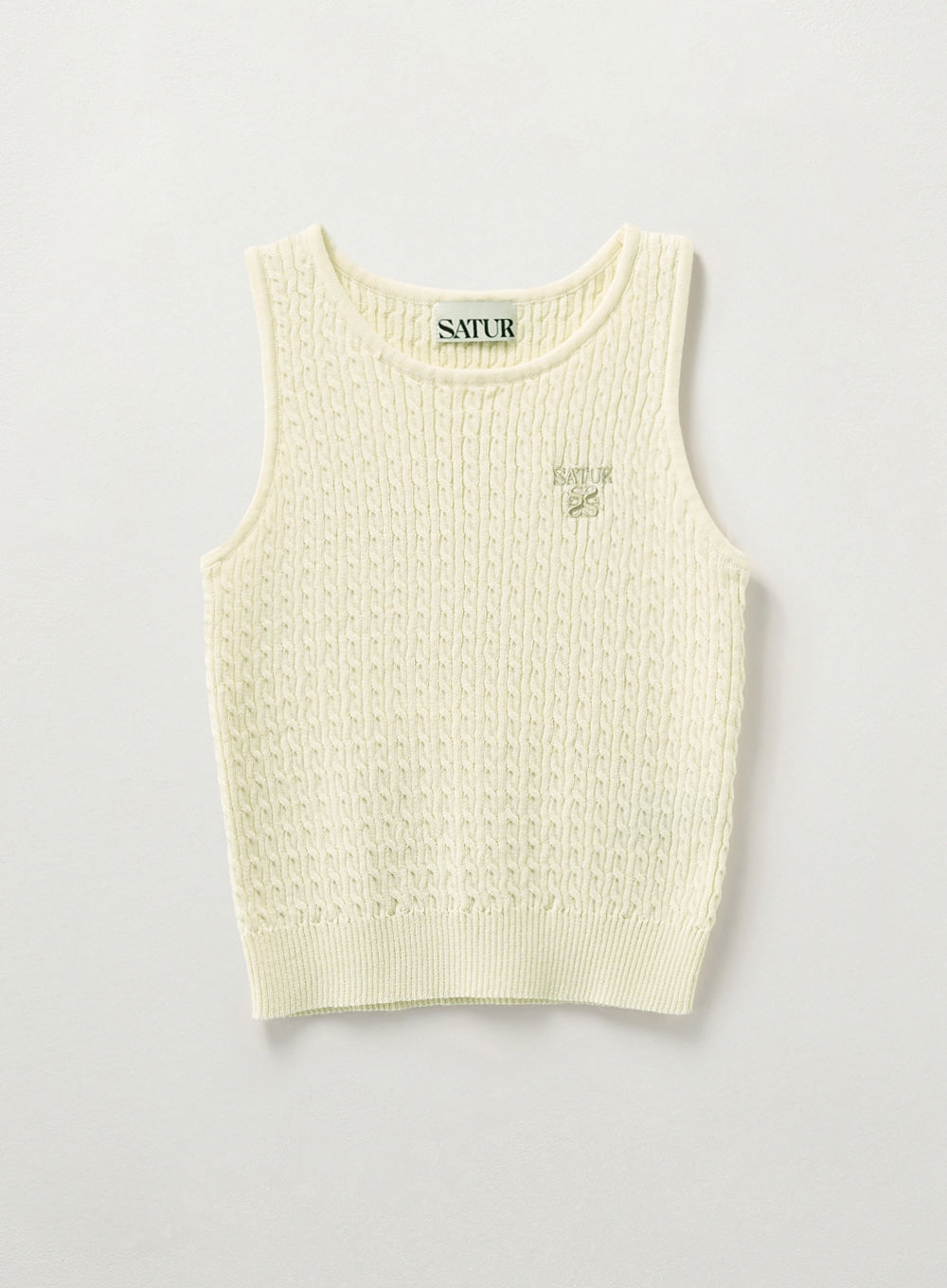 [satur] (W) Cable Knit Sleeveless Top - Cream