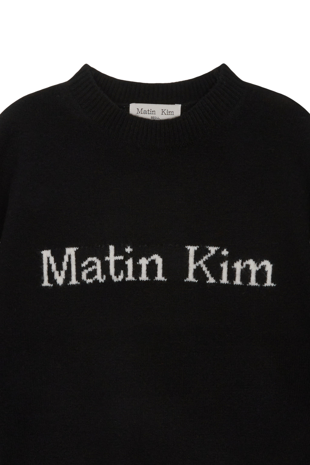 [matinkim] COLOR LINE POINT LOGO KNIT PULLOVER IN BLACK