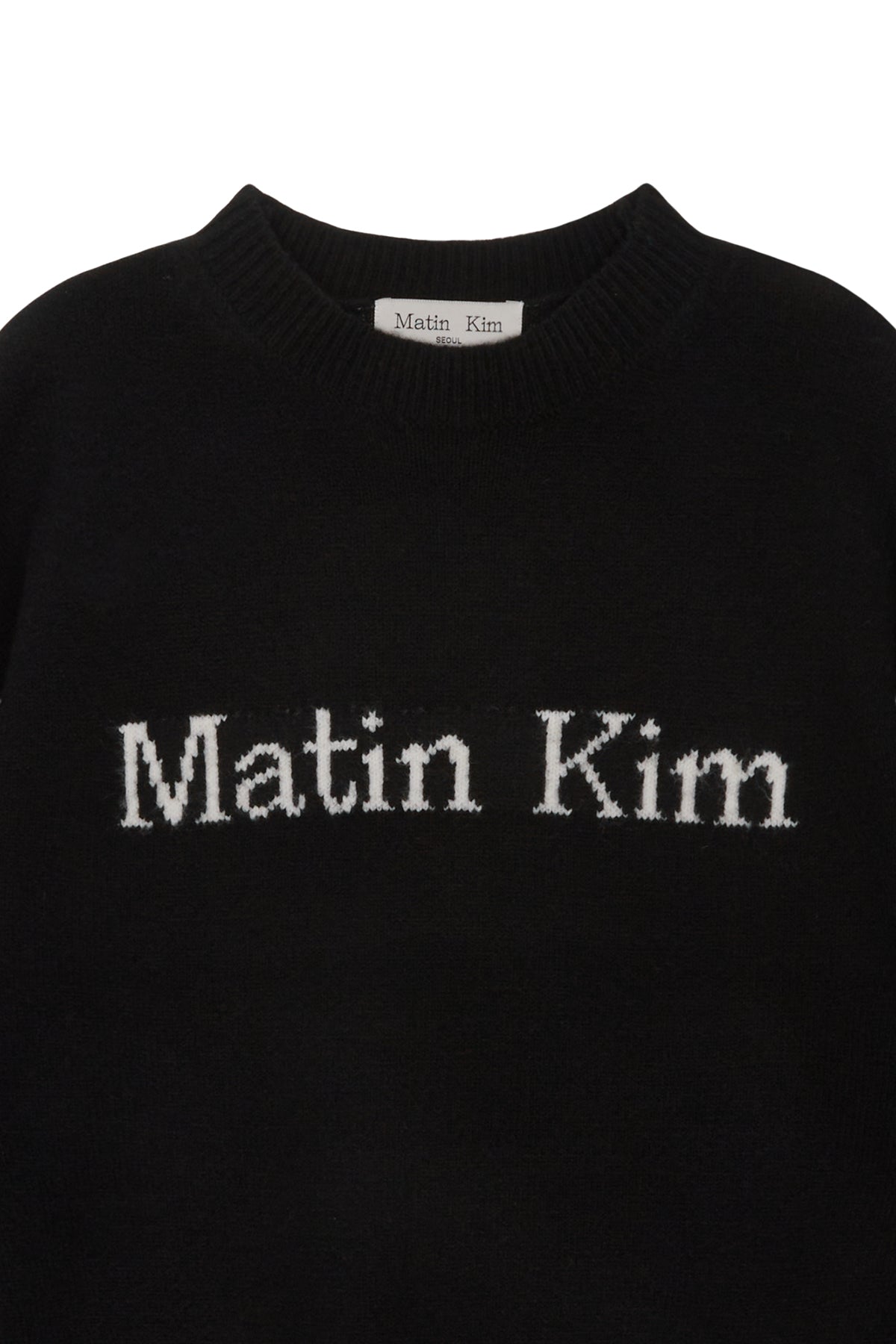 [matinkim] COLOR LINE POINT LOGO KNIT PULLOVER IN BLACK