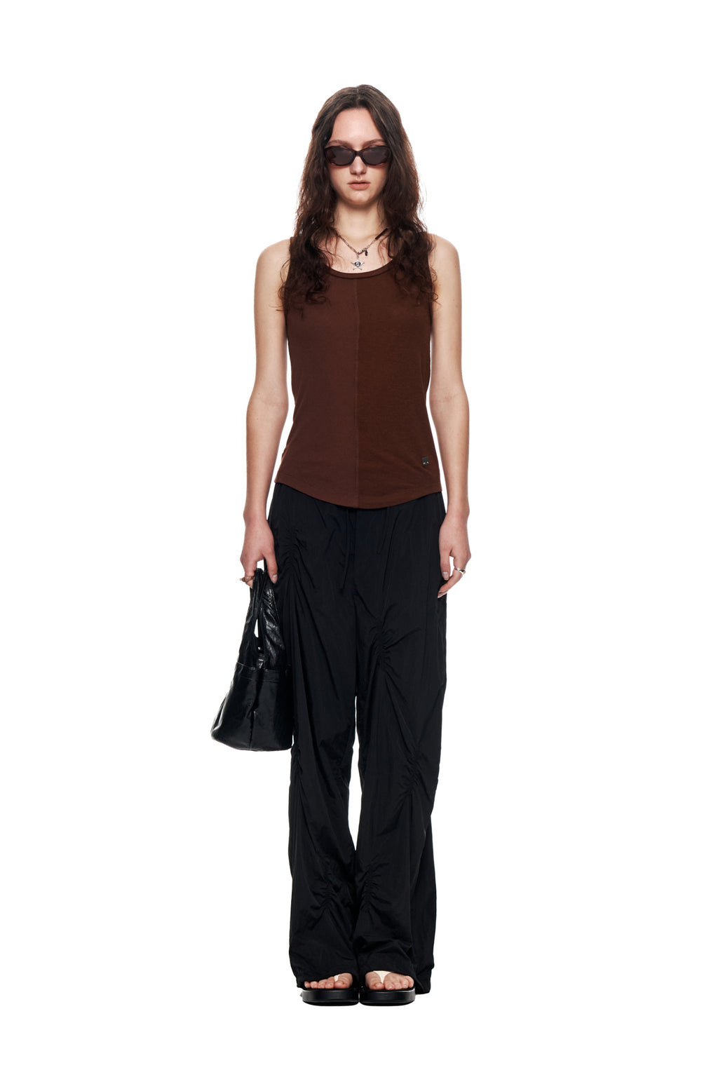Matinkim Shirring Point Nylon Pants IN Black