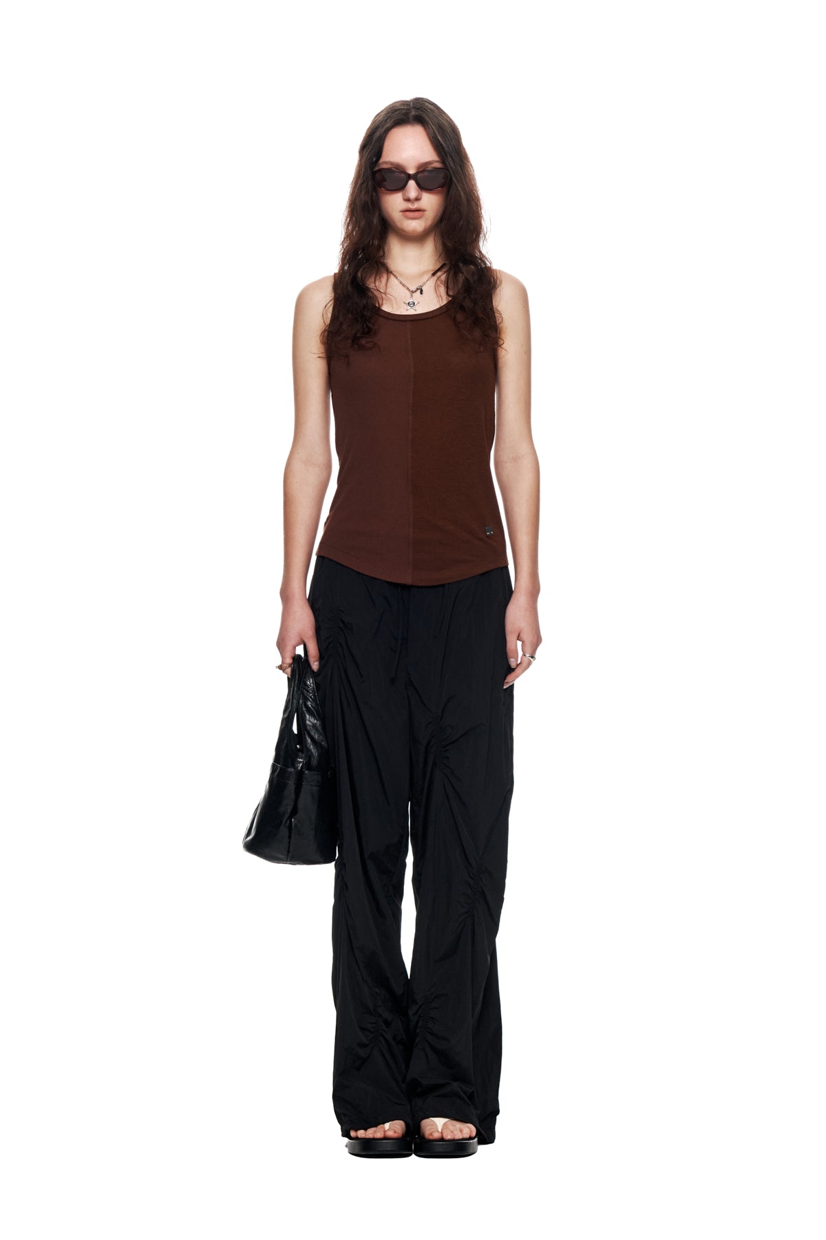 Matinkim Shirring Point Nylon Pants IN Black