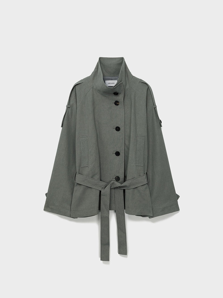 Low Classic Low-Waisted Washed Cotton Half Jacket Khaki