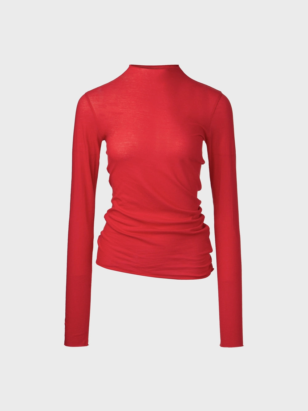 EENK Asymmetrical Twist Long-Sleeve T-shirt - Red