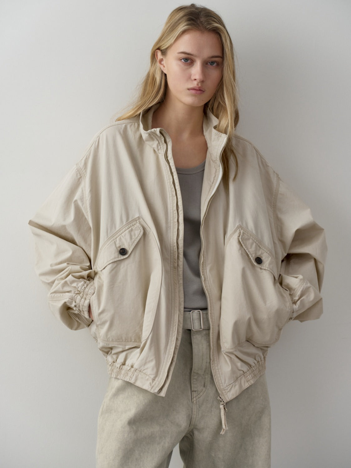 Facade Pattern Washed Cotton Blue Jong Cream