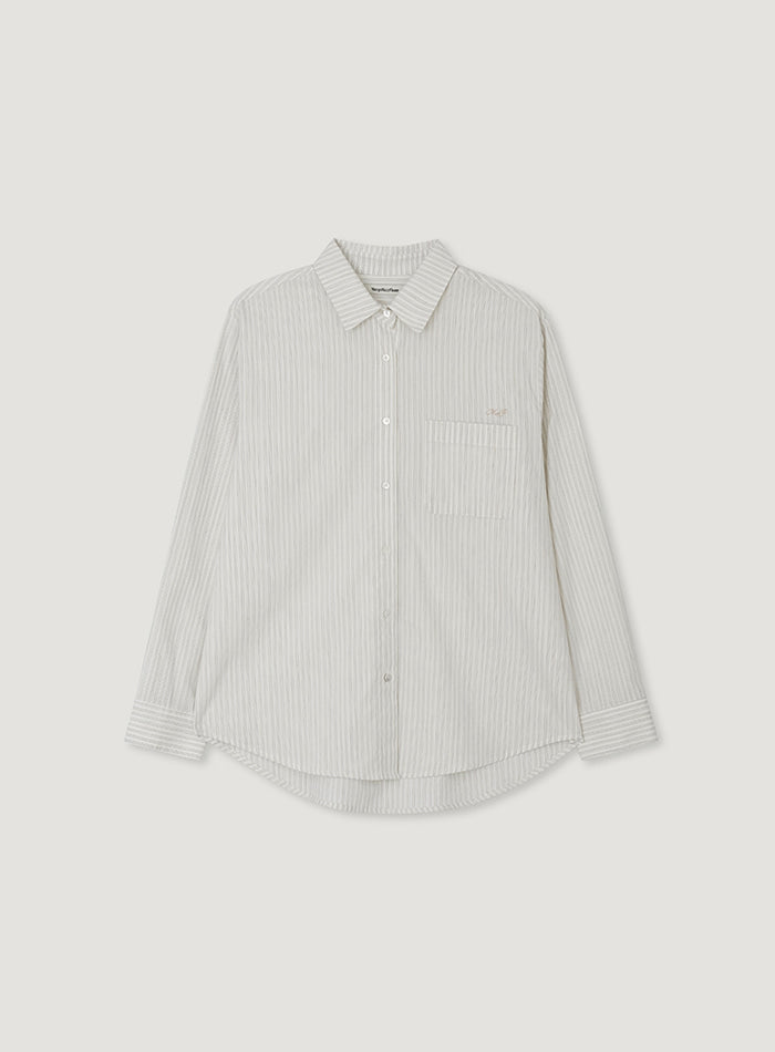 Mango Maniplease Oli Stripe Shirt Natural Beige