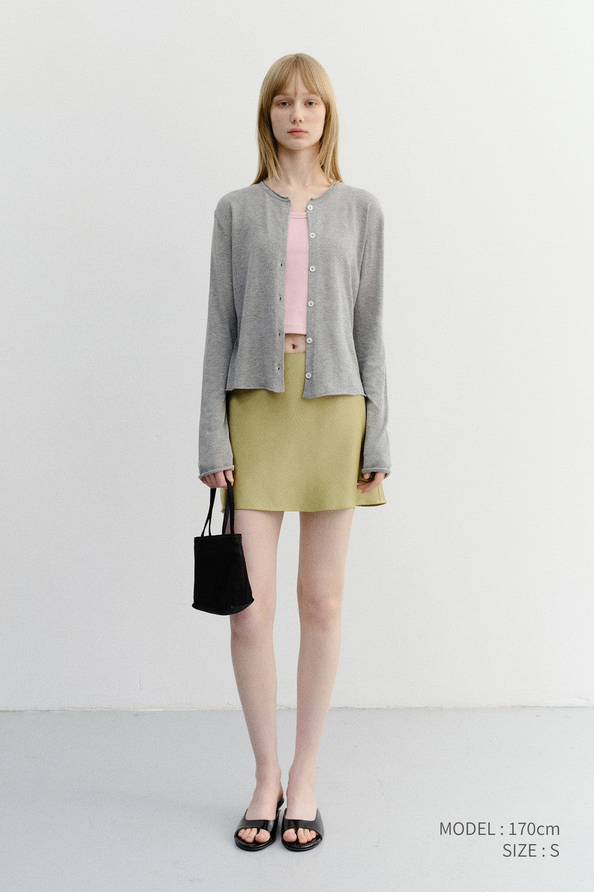 Dunst Summer Essential Crewneck Cardigan Melange Grey