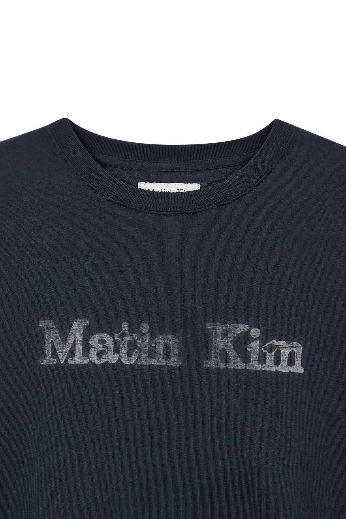 [matinkim] VINTAGE LOGO GRAPHIC TOP IN NAVY