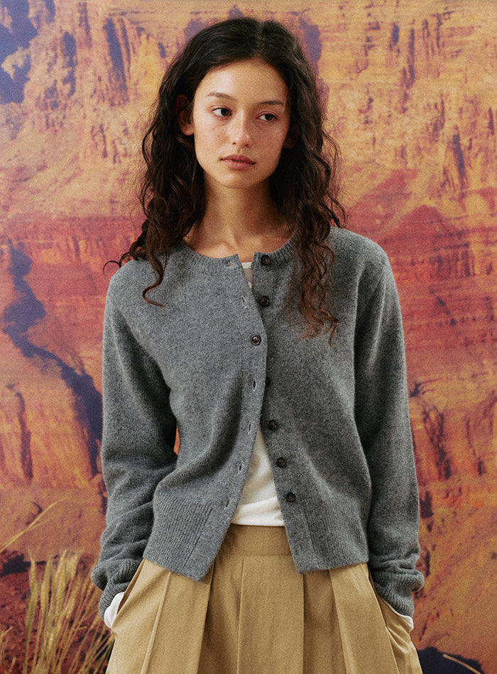 Mango Maniplease Sol Button Cardigan Deep Grey