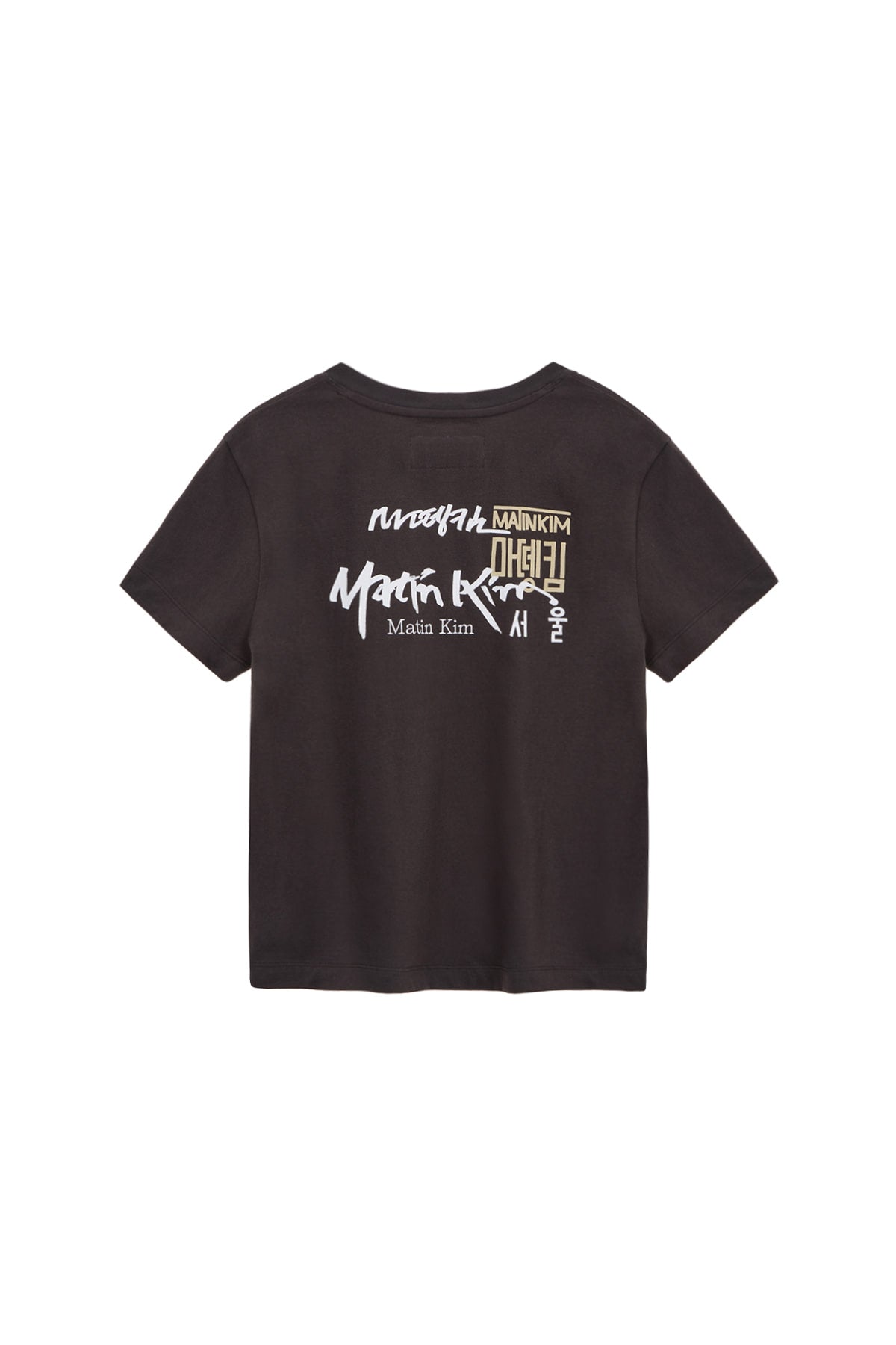 [matinkim] HANGEUL LOGO SMALL ARCHIVE TOP FOR WOMEN IN CHARCOAL