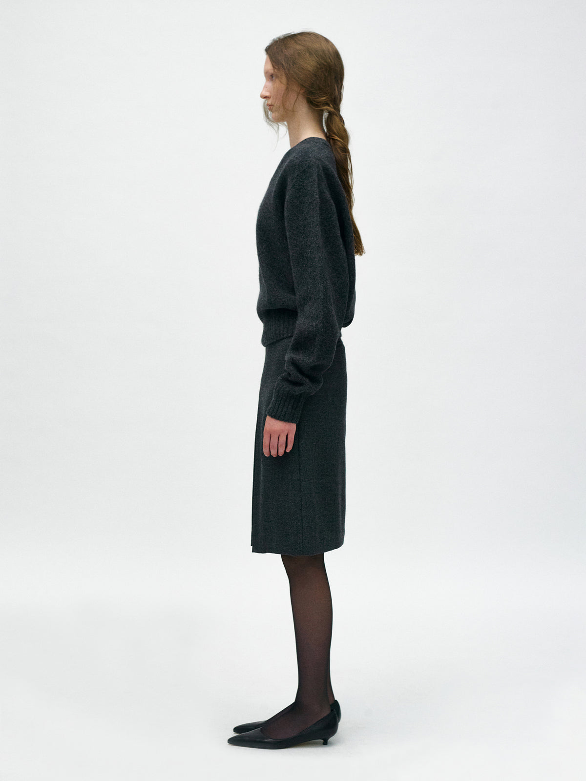 Nothing Written Lune a-line wool skirt (Charcoal) (Pre-order, ships from Oct 27)
