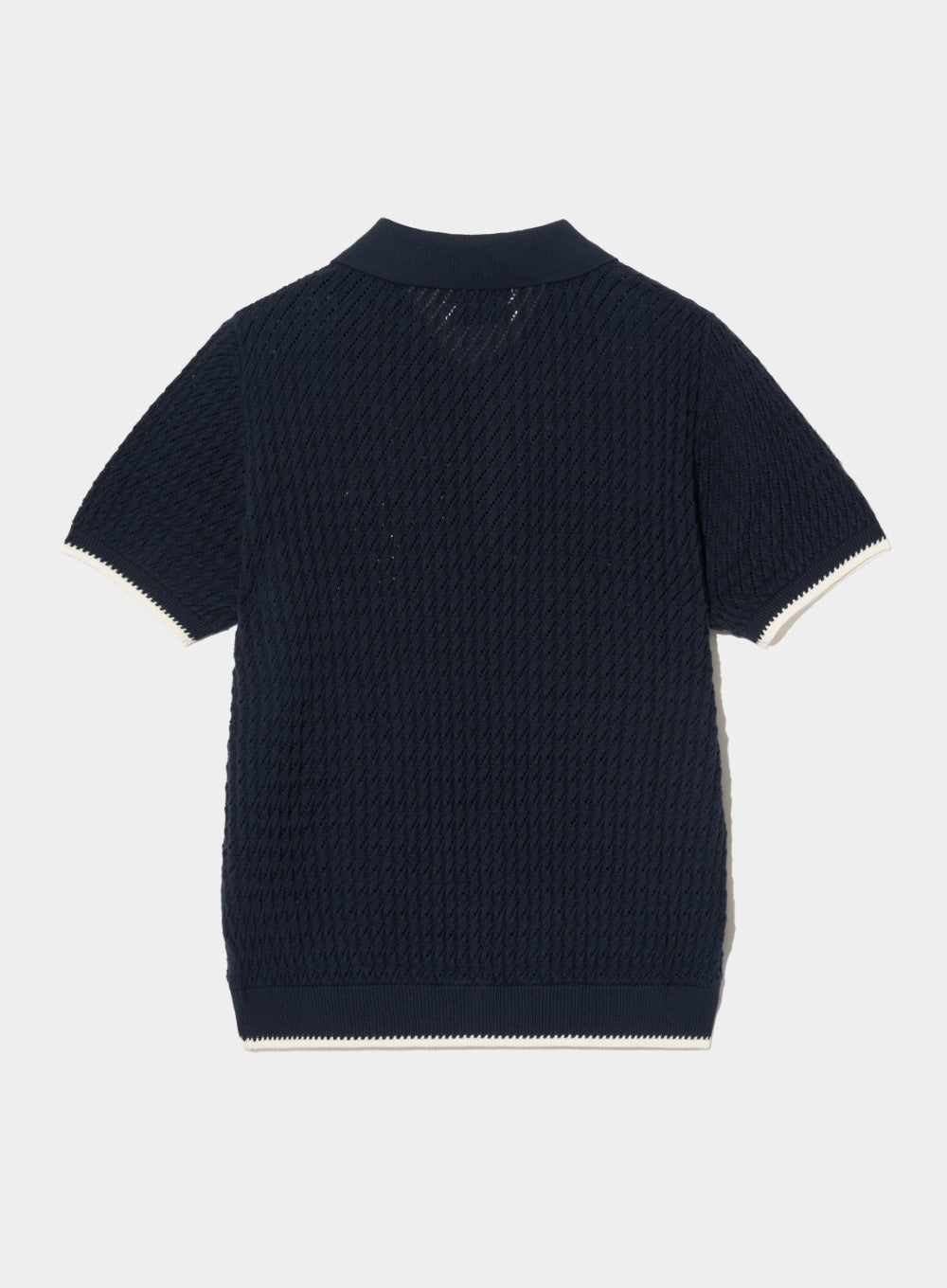 [satur] (W) Diagonal Collar Half Knit - Classic Navy