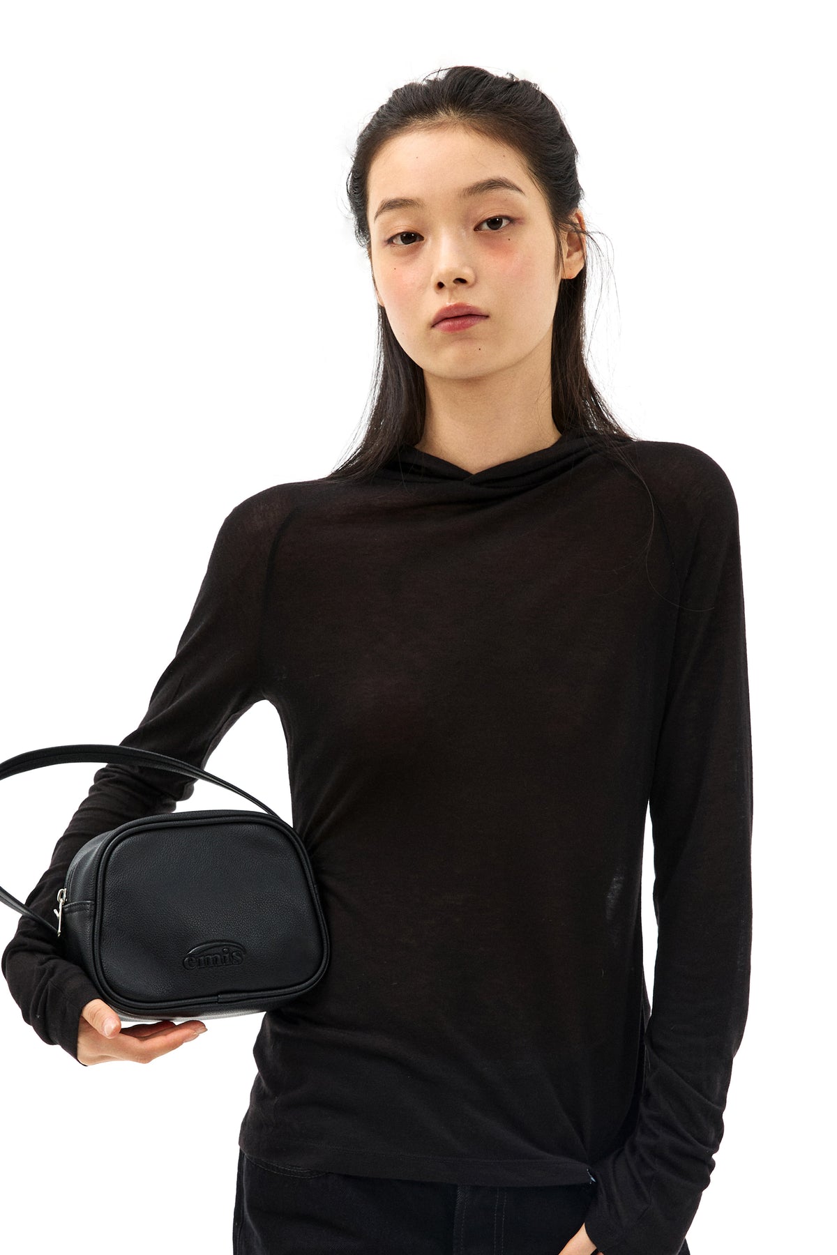 Emis Hooded LS T-Shrit-Black