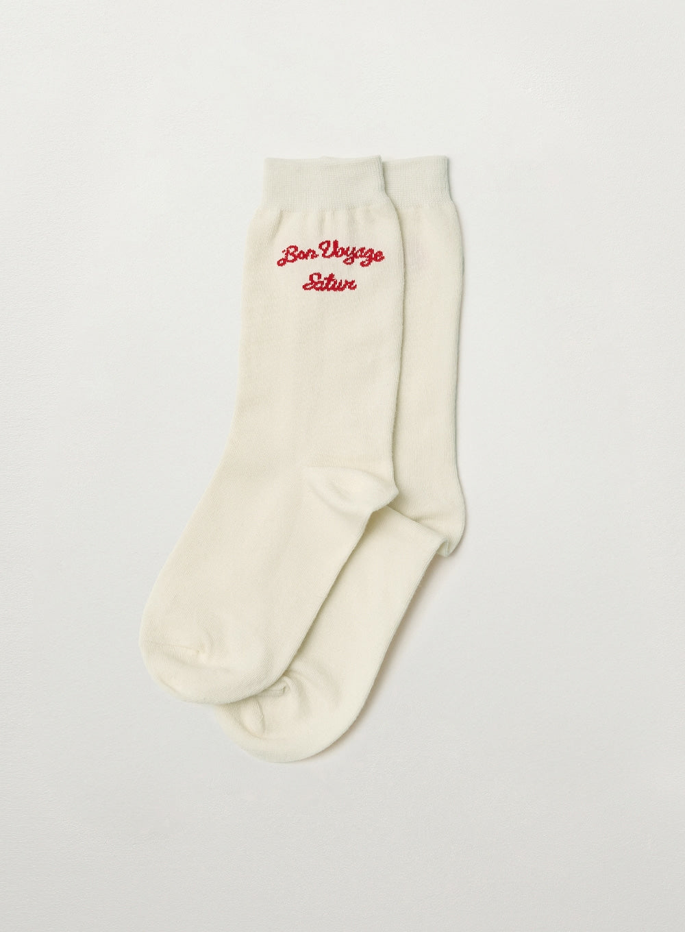 [satur] Bon Voyage Plain Socks - Cream Red