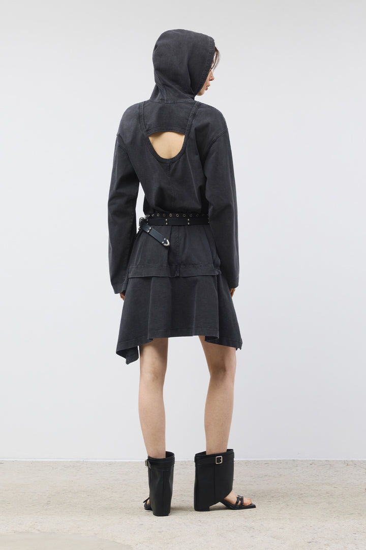 Matinkim Back Open Hoody Jersey Dress IN Charcoal