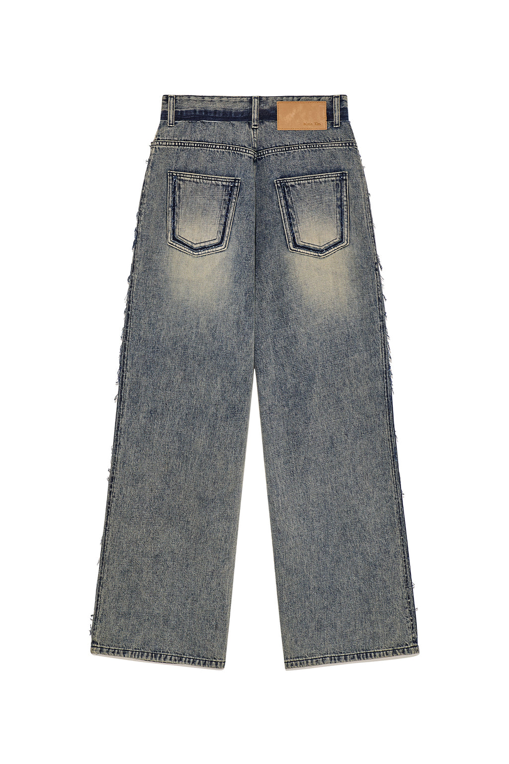 Matinkim Rough Cut Line Point Denim Pants IN Smoke Blue