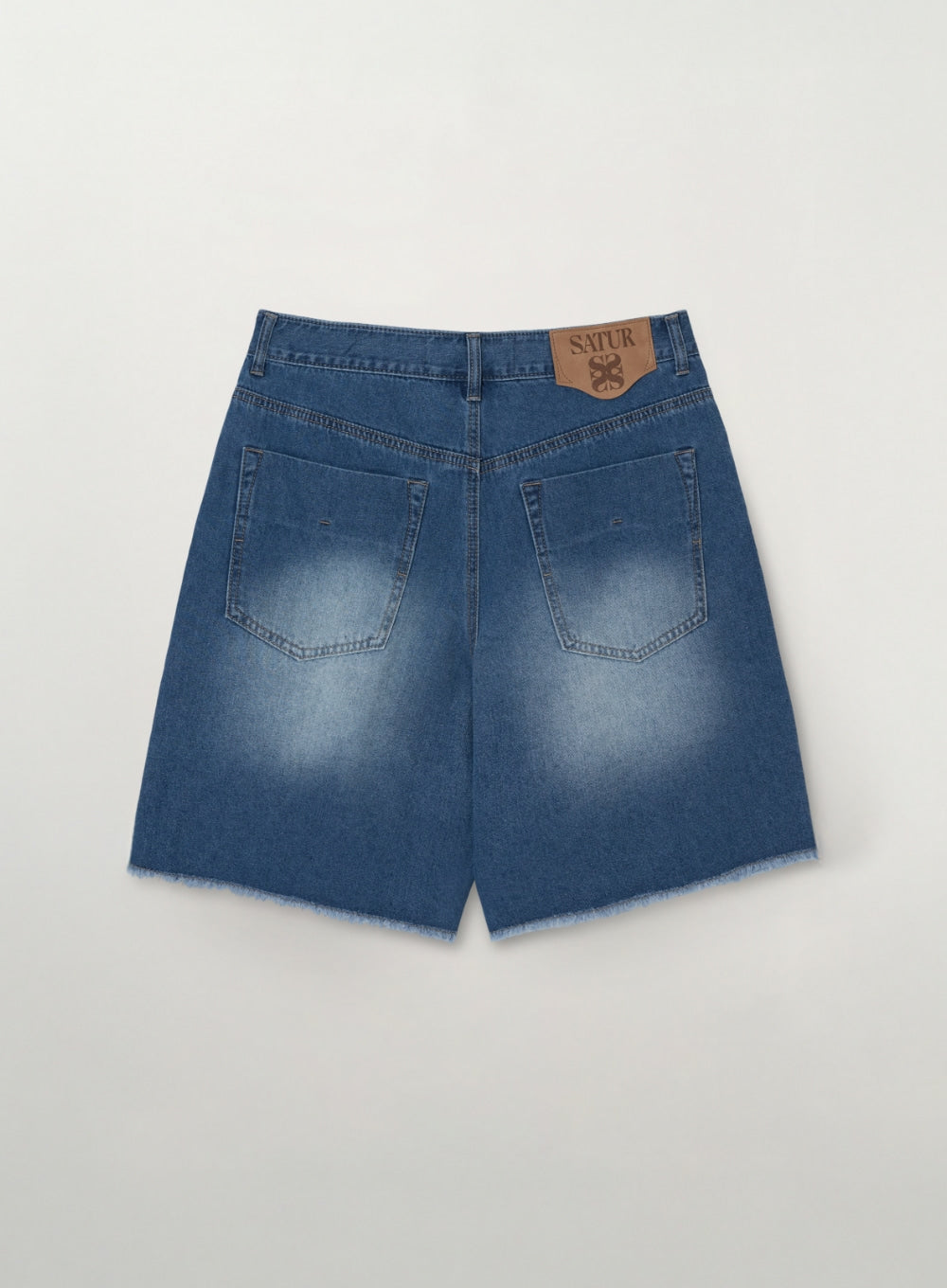 Satur Raw Edge Denim Shorts - Blue