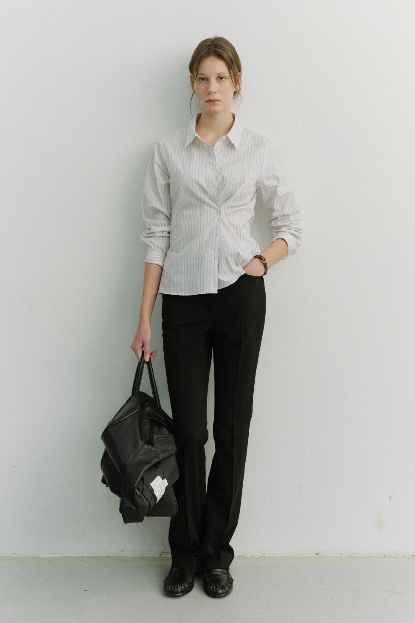 Dunst Semi Boot-Cut Slim Slacks Black
