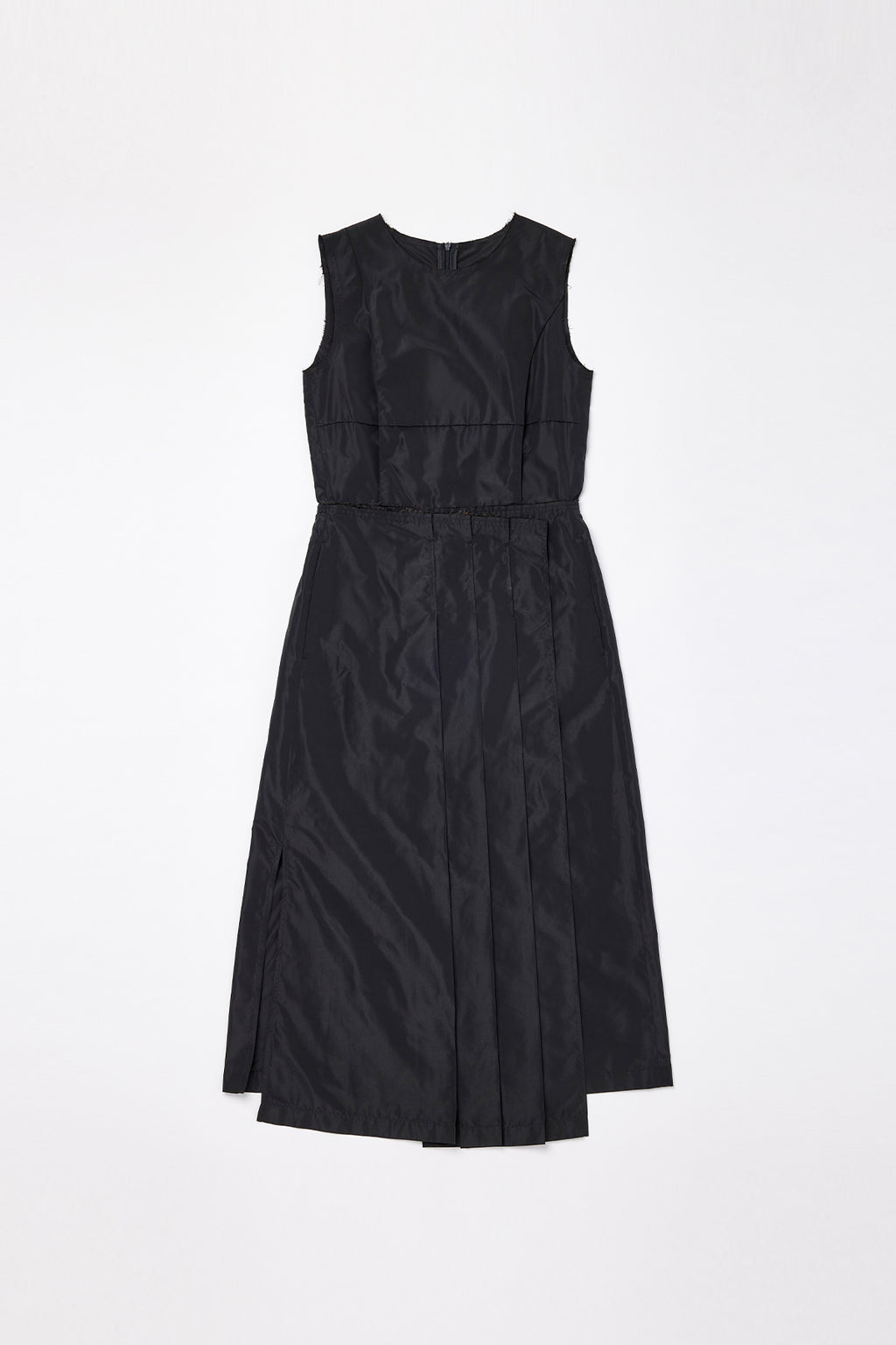 [matinkim] Wrap Pleats Sleeveless Long Dress IN Black