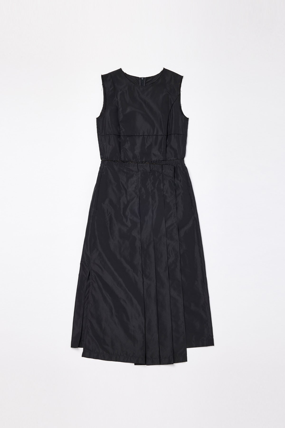 [matinkim] Wrap Pleats Sleeveless Long Dress IN Black