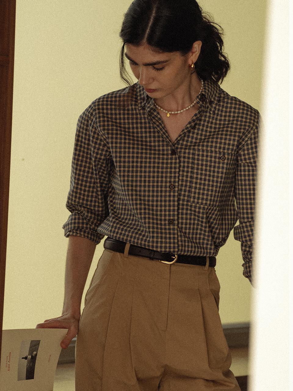 Tillidie Classic grid check shirt Navy