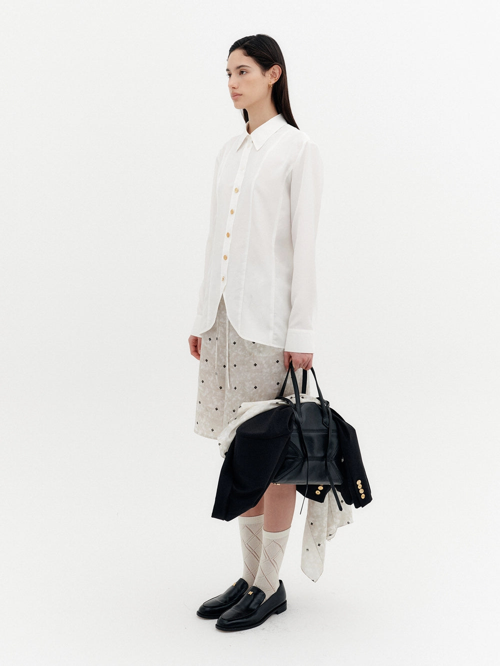 EENK Curved Blend Shirt - Ivory