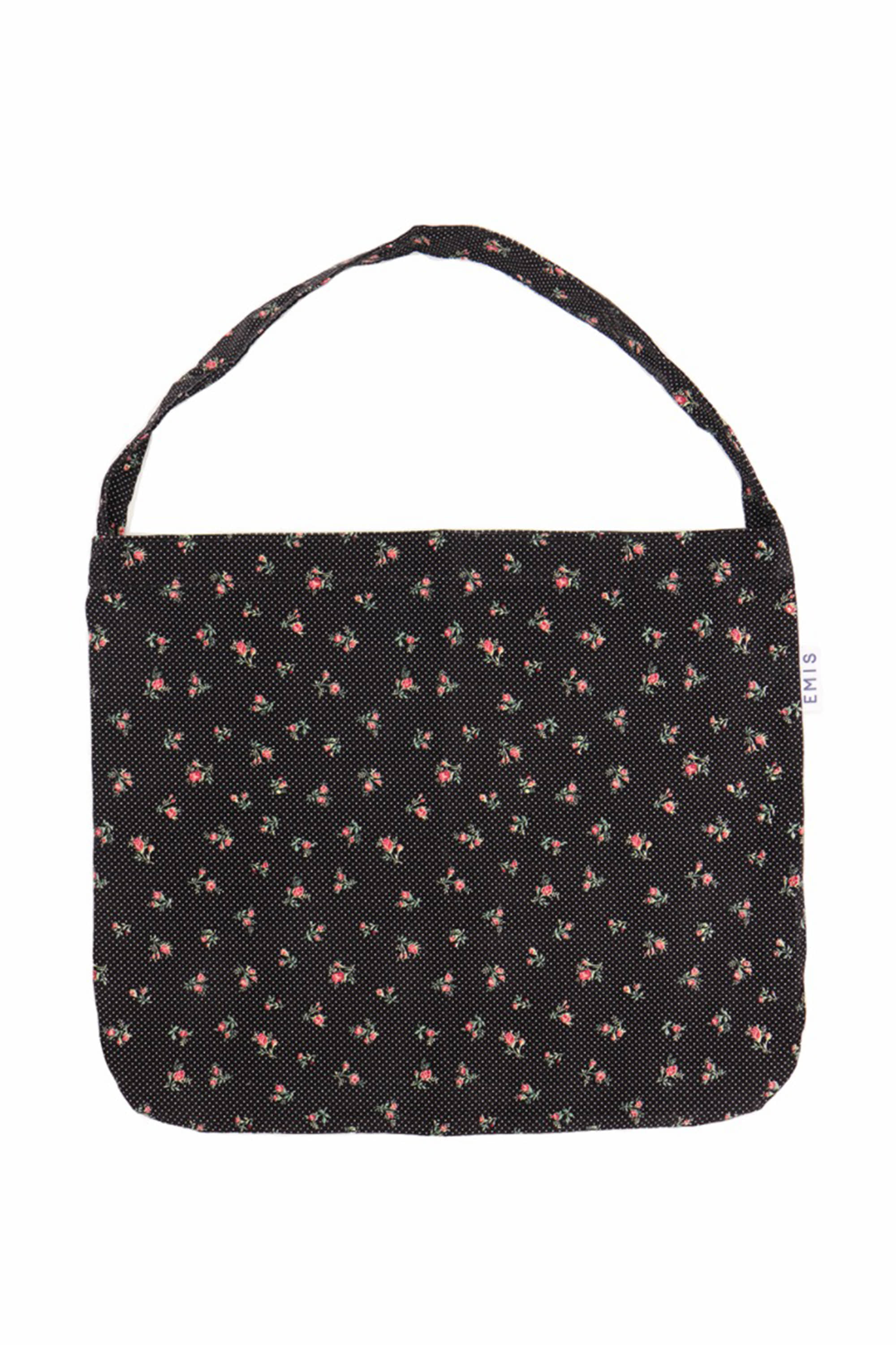 FLOWER CORDUROY ECO BAG-BLACK