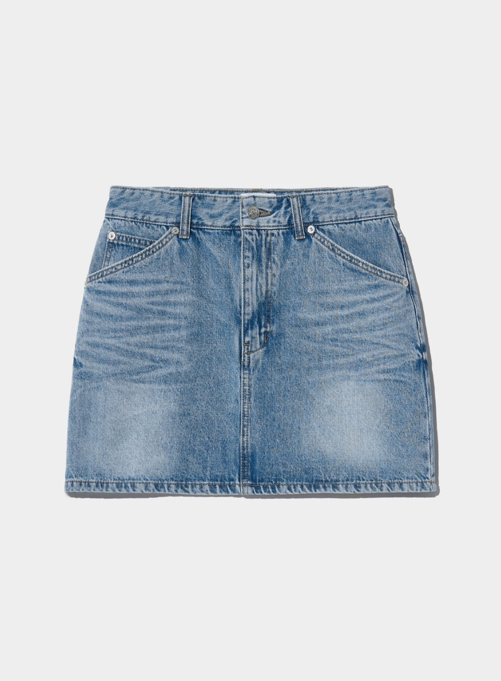 [satur] (W) Lowrise Denim Mini Skirt - Light Blue