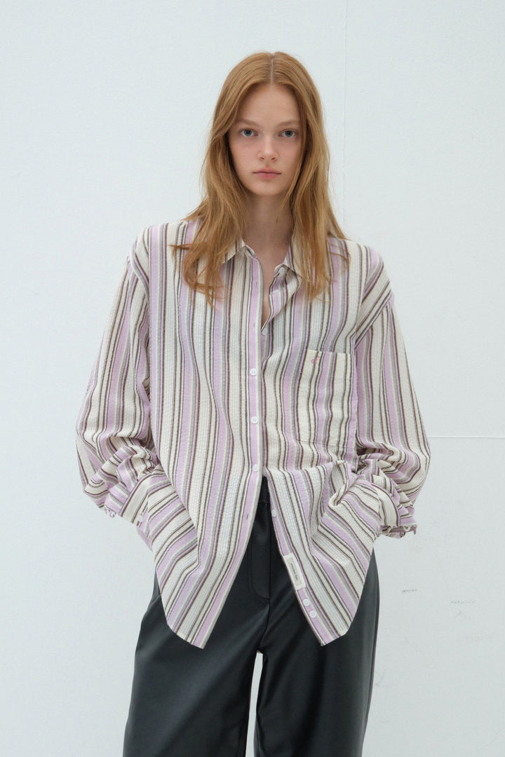 Overdueflair Oversized Stripe Shirt Lavender