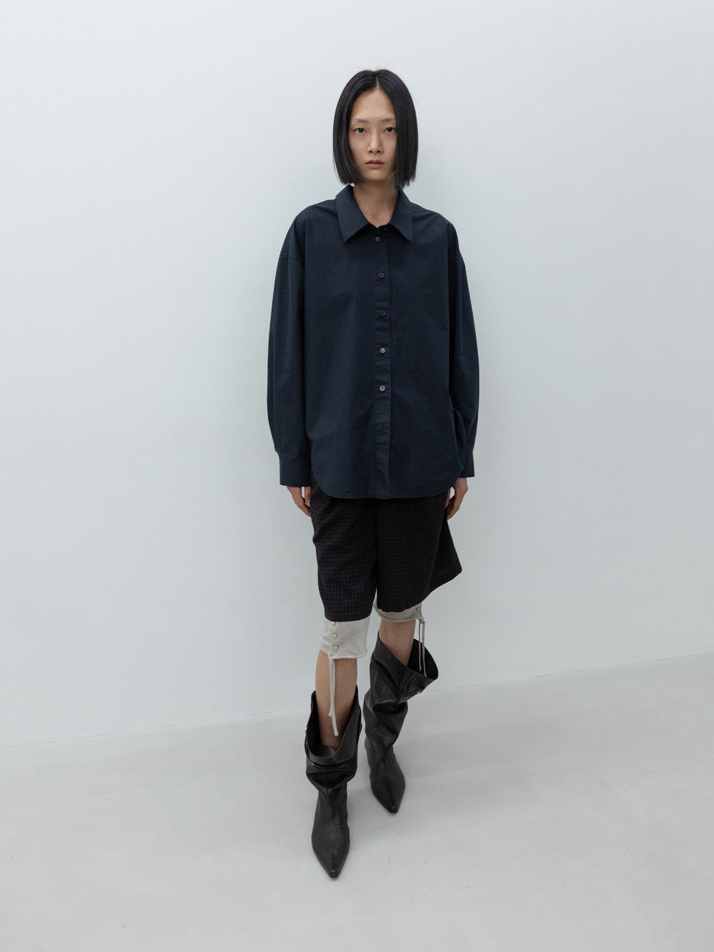 Low Classic Oversized Cotton Shirt Navy