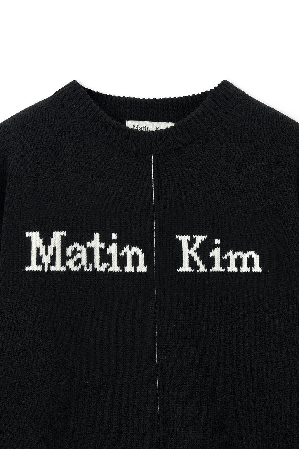 [matinkim] Asymmetric Logo Knit Pullover IN Black