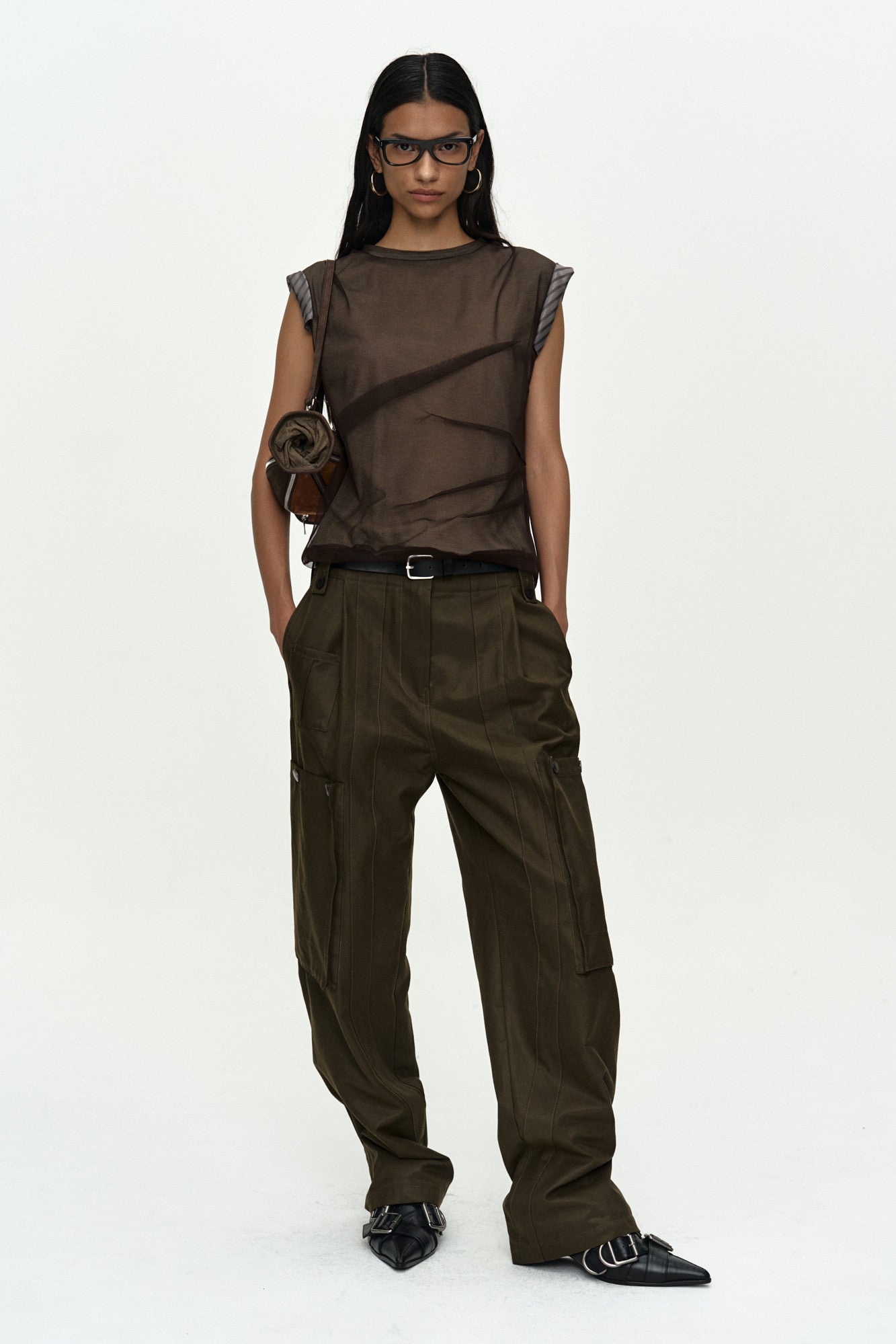 Andersson Bell Layered Mesh Tuck & Dart Top