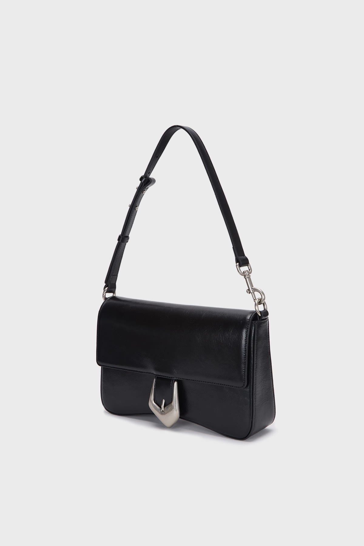 Matinkim Bold Buckle Leather Shoulder Bag IN Black