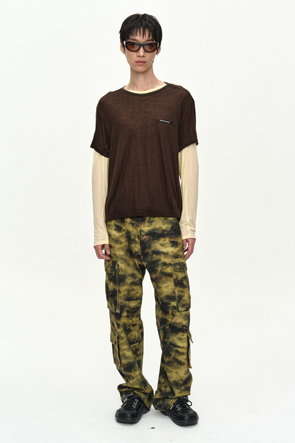 Andersson Bell Unisex Burnout Camouflage-Printed Cargo Jeans