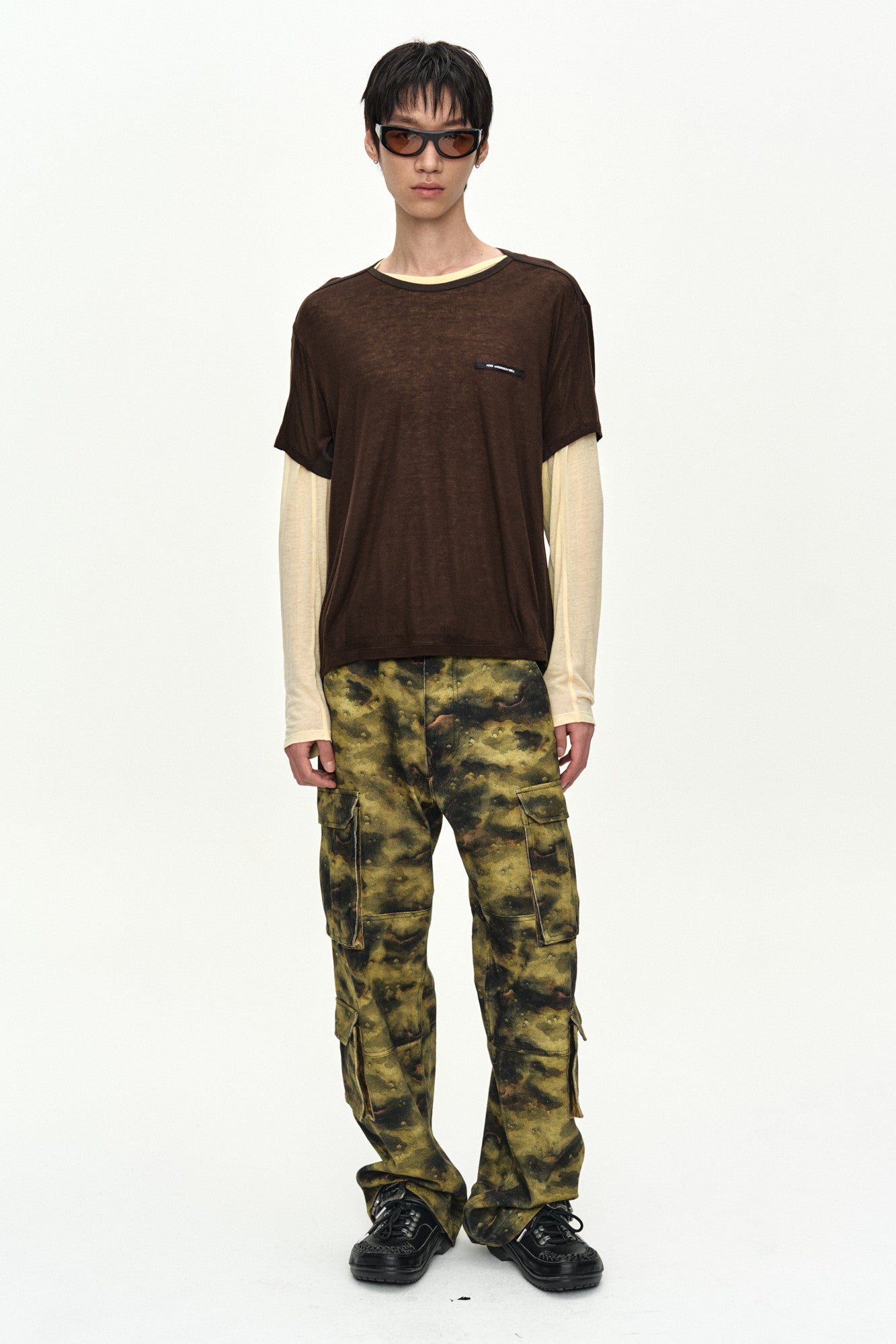 Andersson Bell Unisex Burnout Camouflage-Printed Cargo Jeans