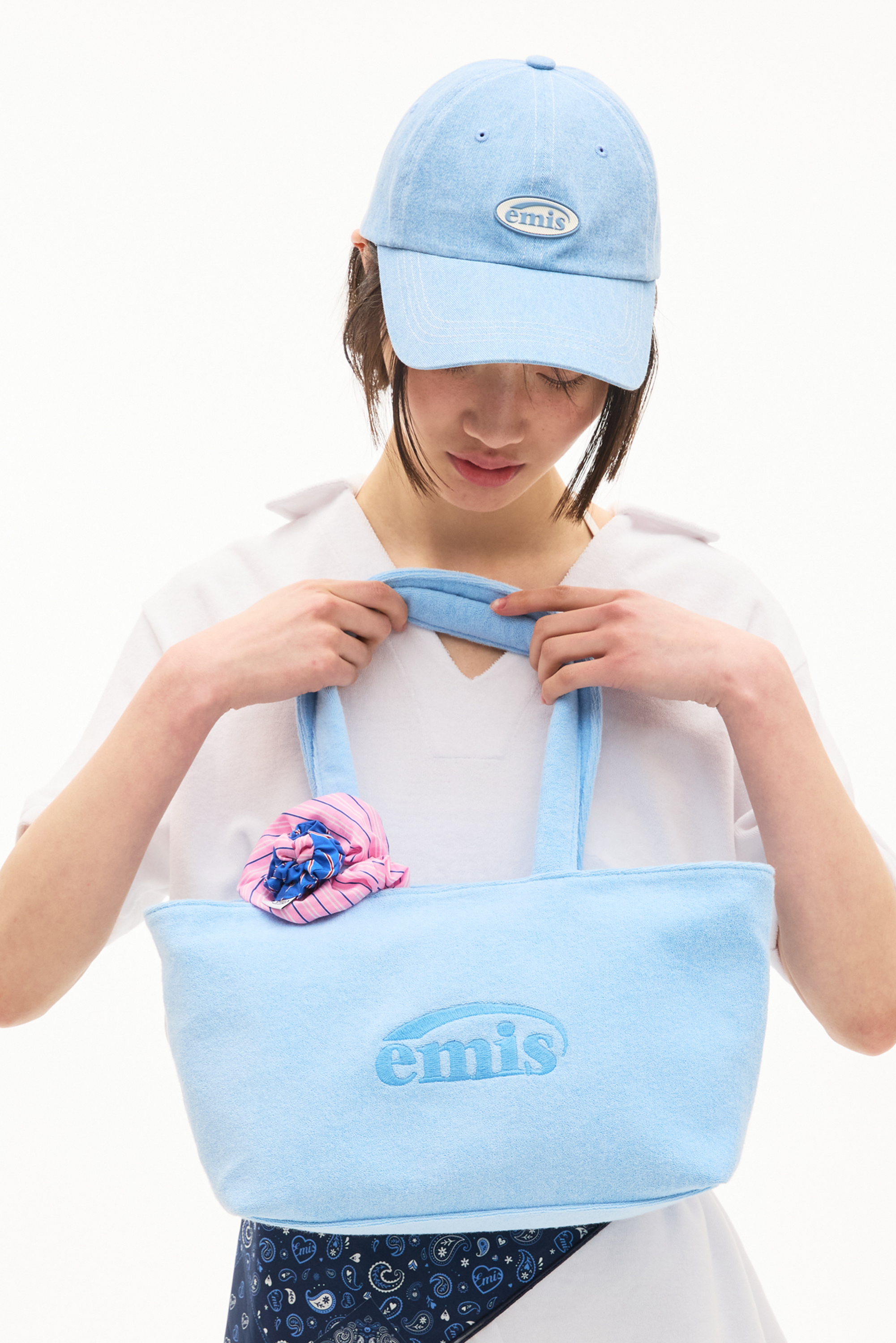 Emis Mini Rubber Patch Pigment Ball Cap-Pastel Blue