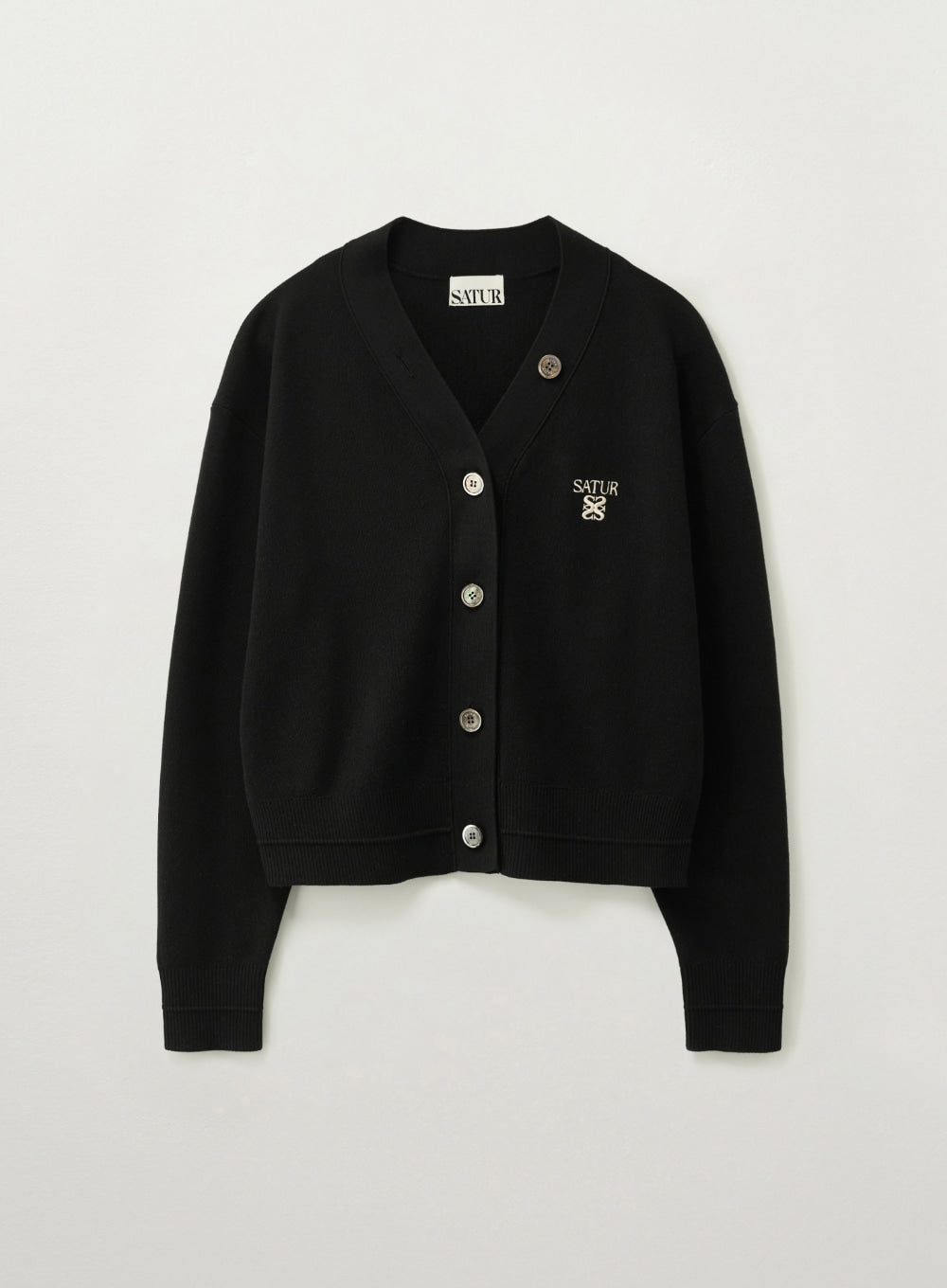 [satur] (W) Essential Faro Crop Cardigan - Black