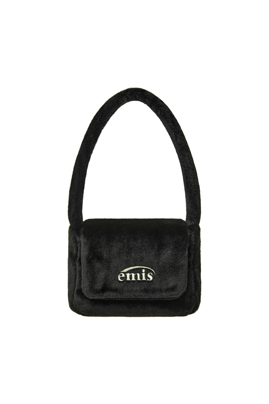 FUR SQUARE FLAP BAG-BLACK