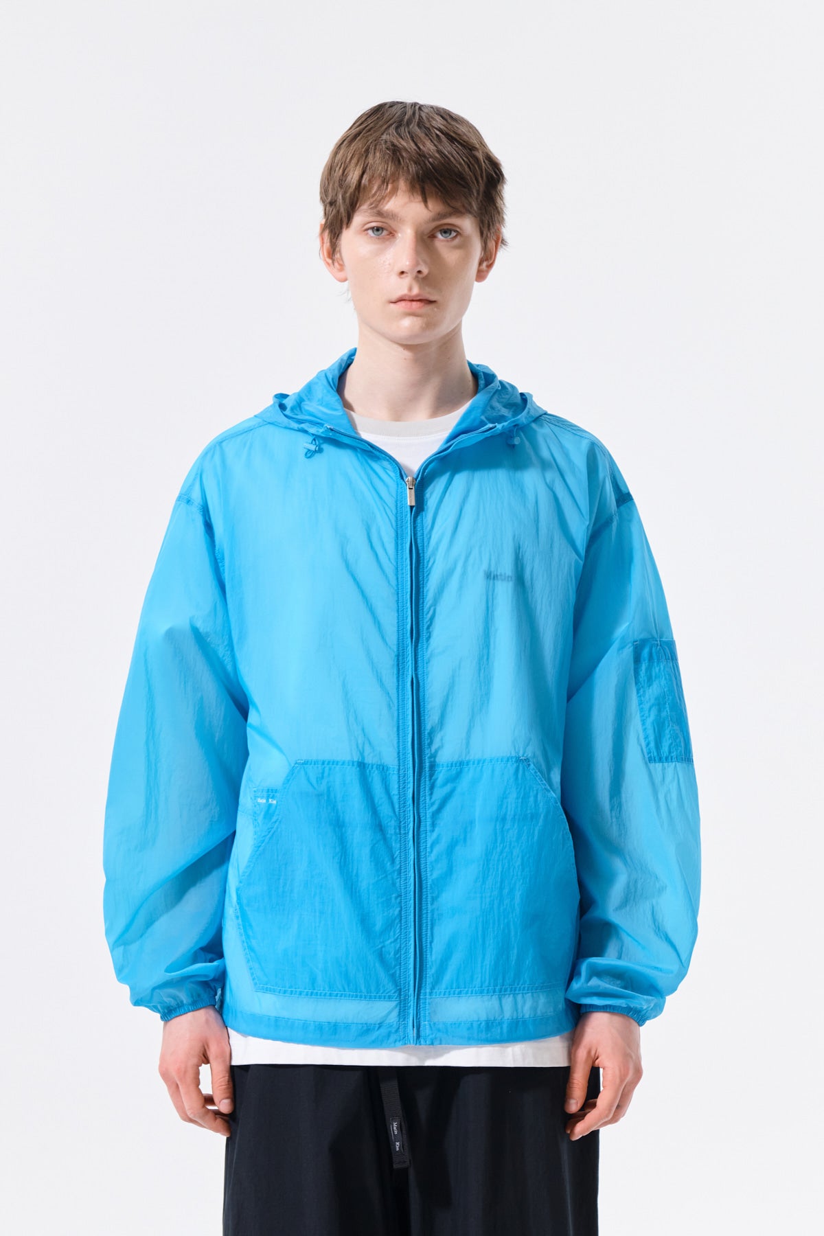Matinkim Back Logo Hoody Windbreaker For Men IN Blue