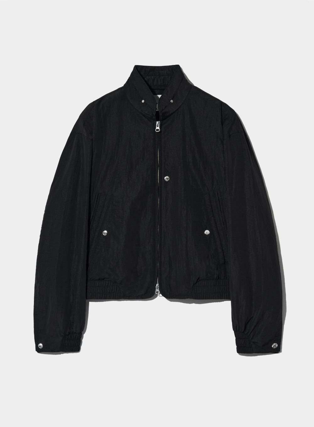 [satur] (W) Santee Nylon Oversized Blouson Ma-1 Jacket - Pirate Black