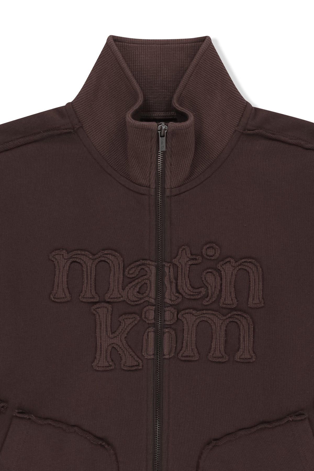 Matinkim Mixed Waffle Applique Logo Zip UP IN Brown