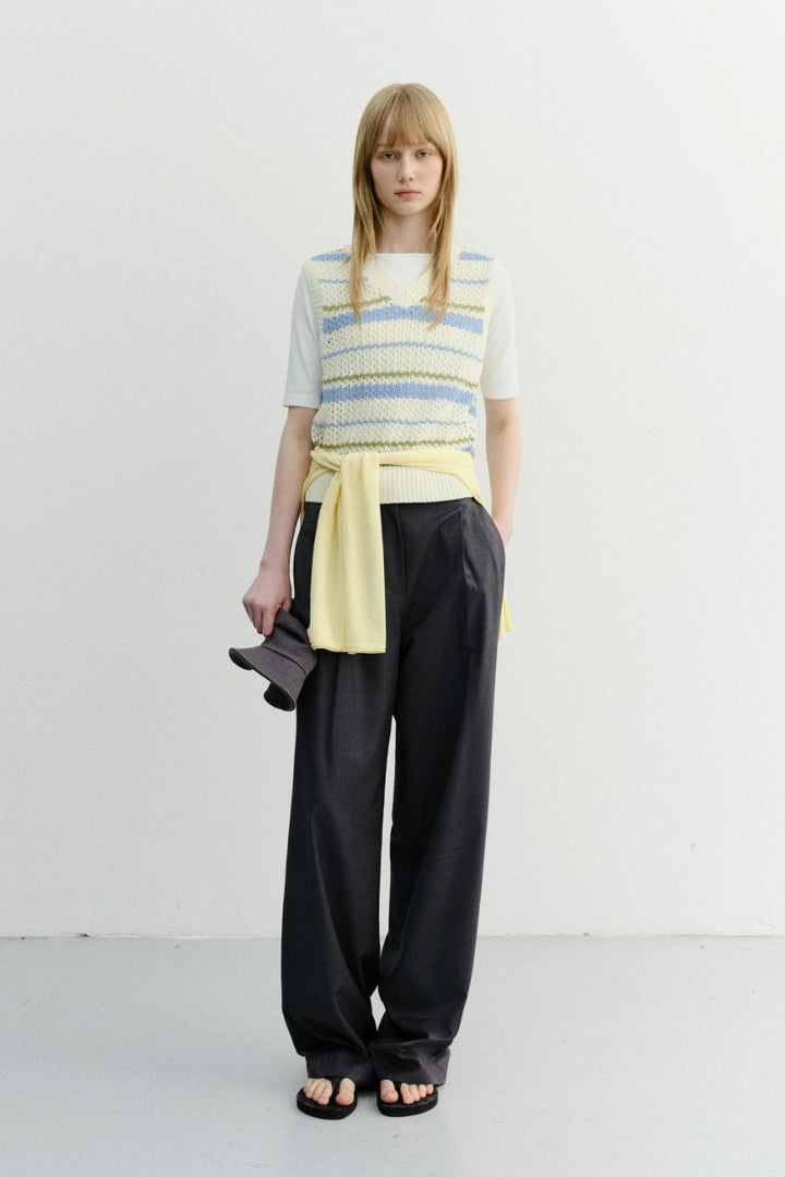 Dunst Summer Double Pleated Chino Slacks Charcoal Grey