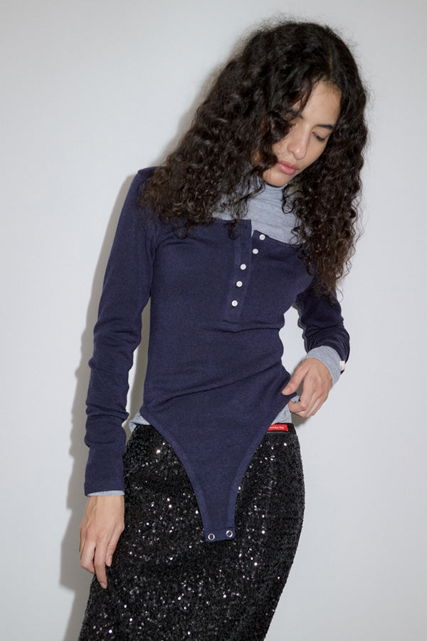 Overdueflair Button Bodysuit Navy