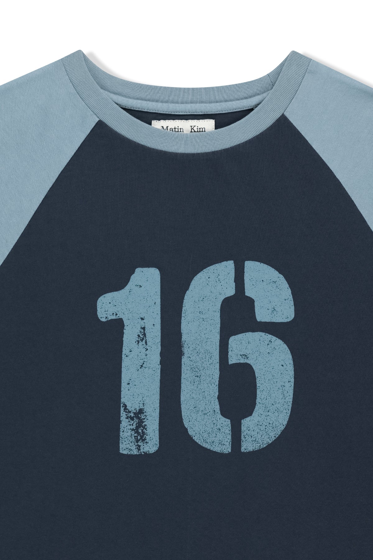 [matinkim] Raw Edge Raglan Top IN Navy