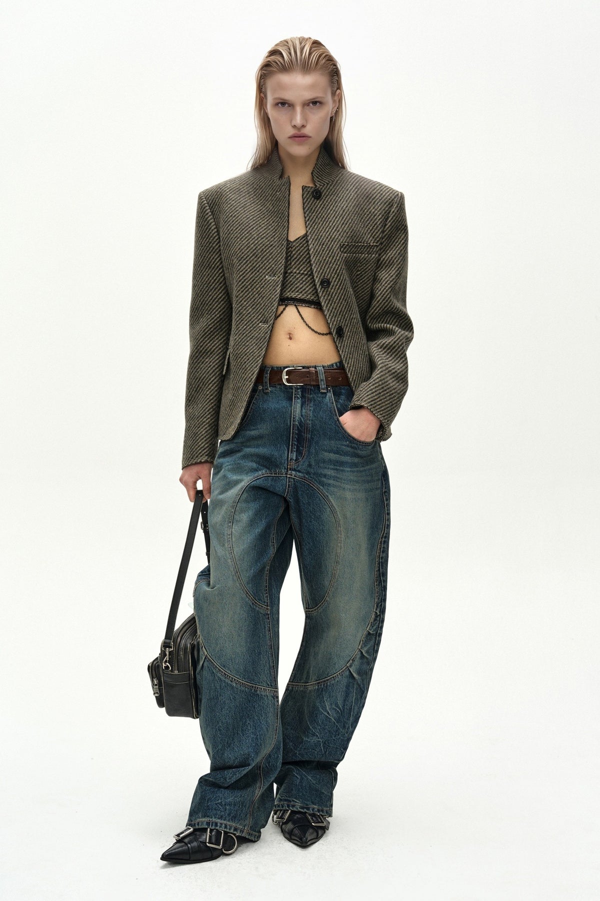 Andersson Bell Wool Twill Cropped Tailored Jacket