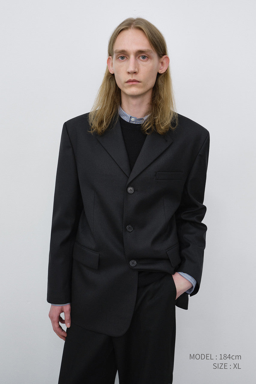 Dunst Unisex Classic 3 Button Wool Blazer Black